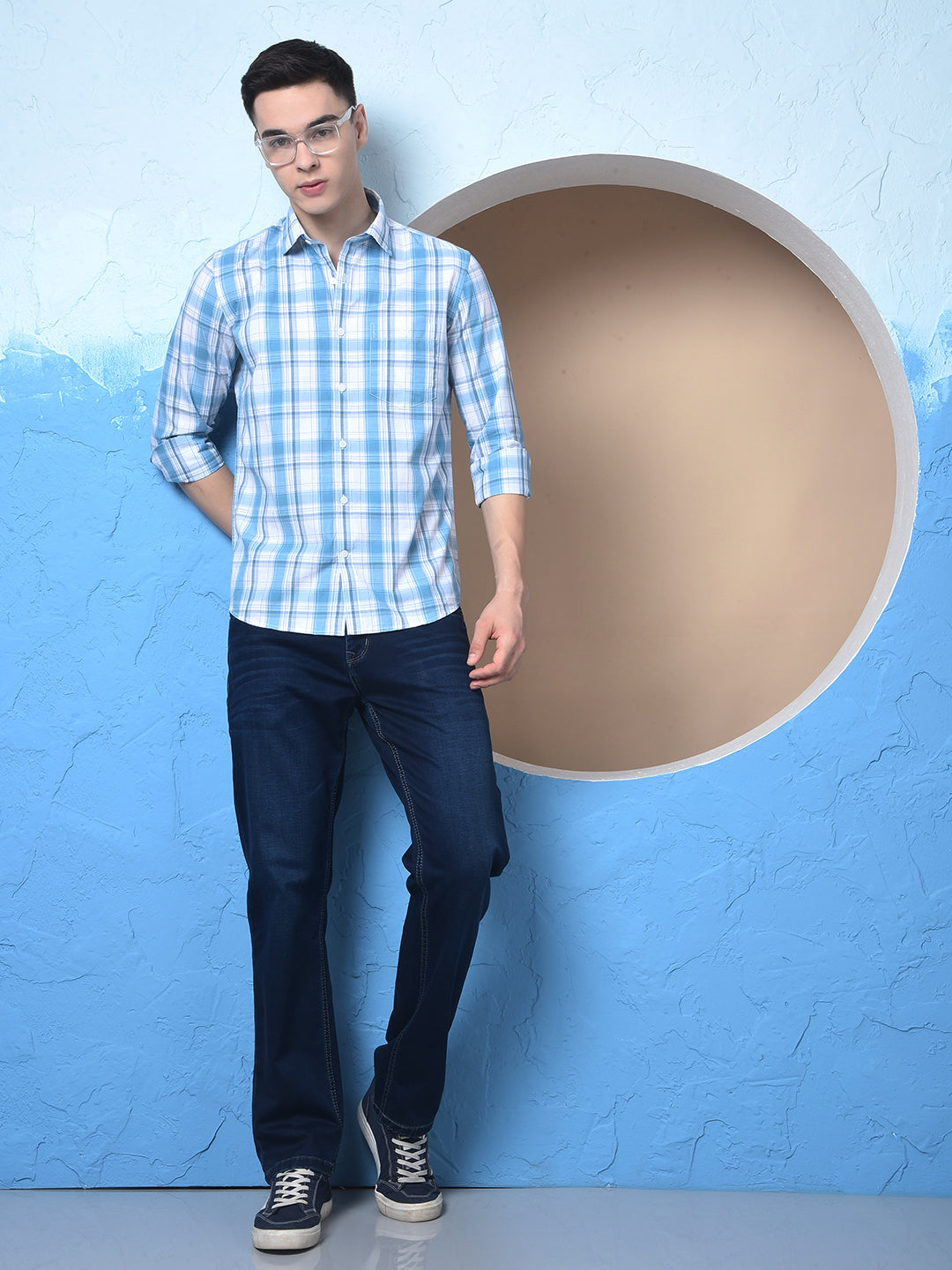 Blue Checked 100% Cotton Shirt