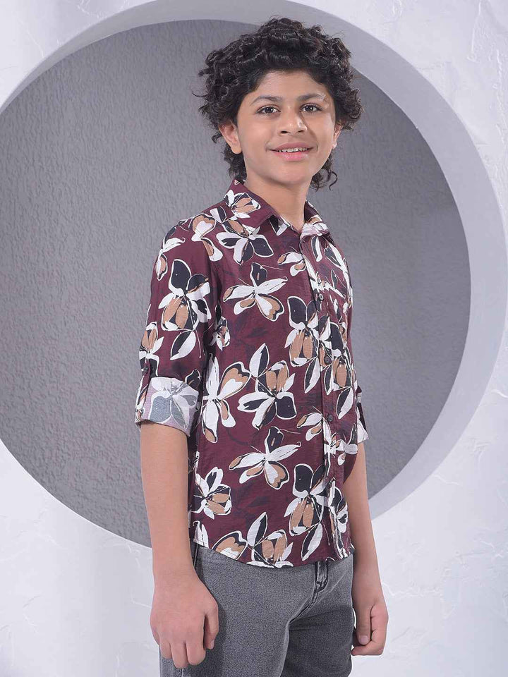 Brown Floral Print Shirt