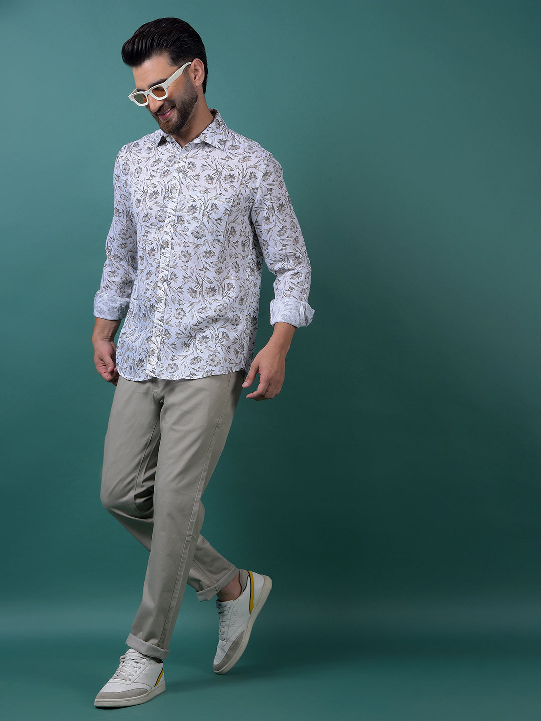 Grey Printed Trousers