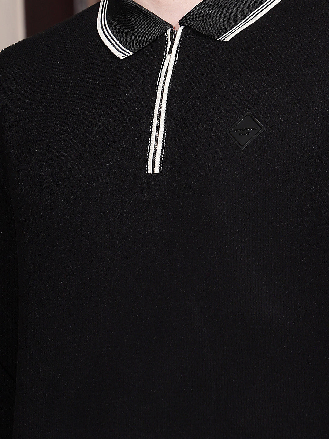 Black Polo Neck Long Sleeves T-Shirt