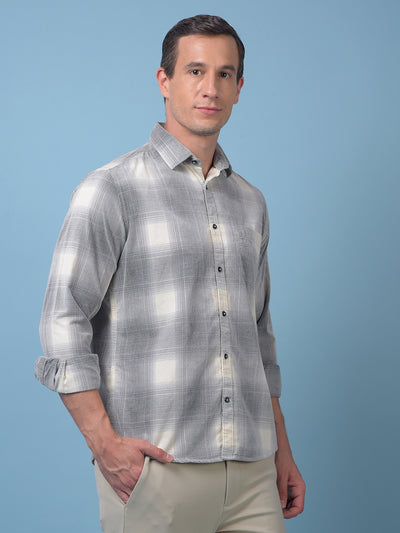 Grey Checked 100% Cotton Shirt