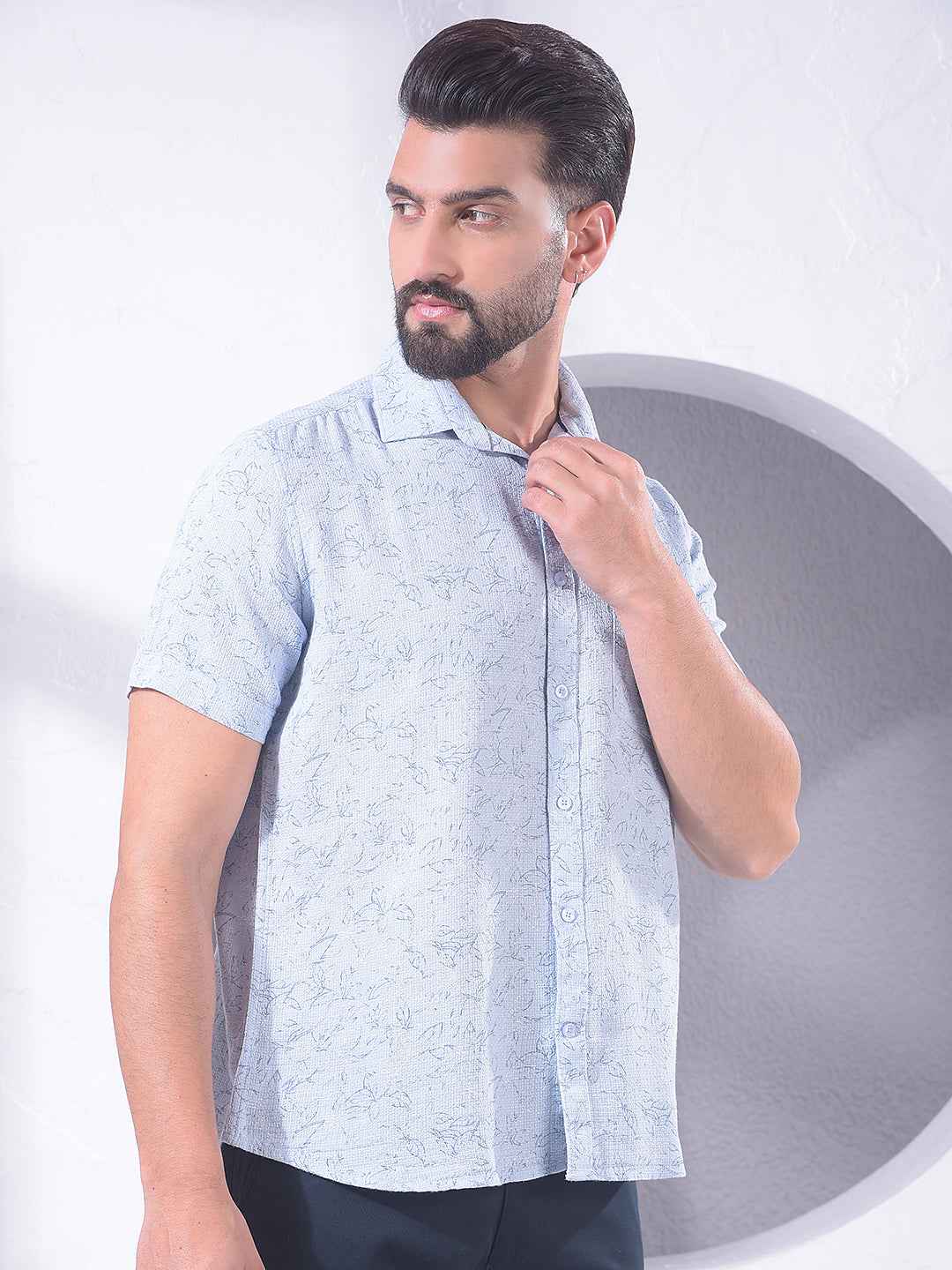 Blue Floral Print Shirt