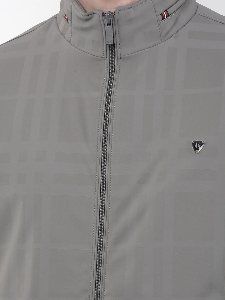 Beige Checked Puffer Jacket