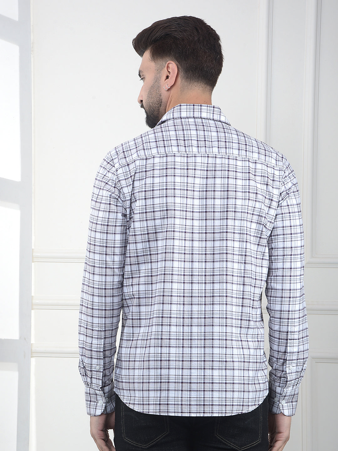Wine Checked 100% Cotton Shirt