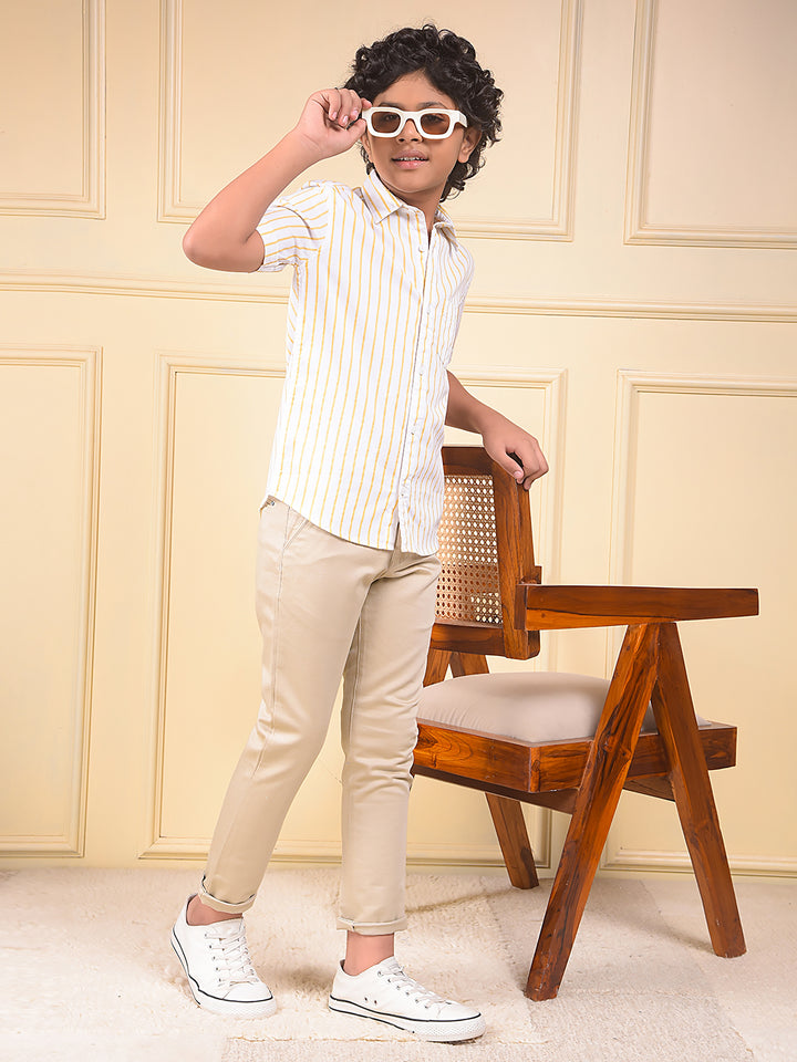 Yellow Vertical Stripes 100% Cotton Shirt