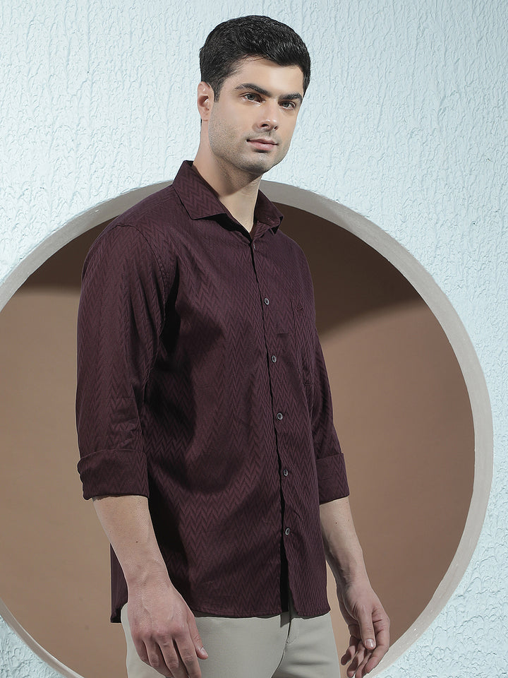 Signature Royal Plum Purple Printed Shirt