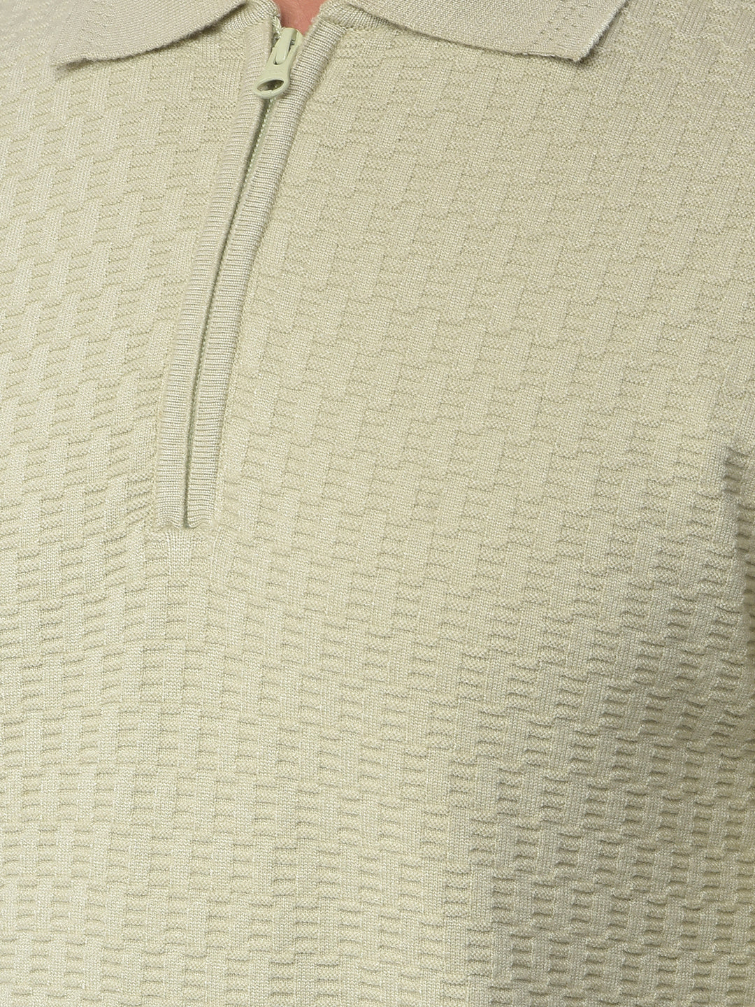Stretch Fabric Green Jacquard Sweater