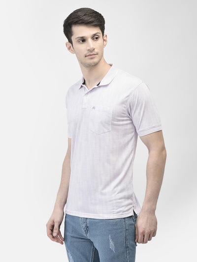 Purple Printed Polo Neck T-Shirt
