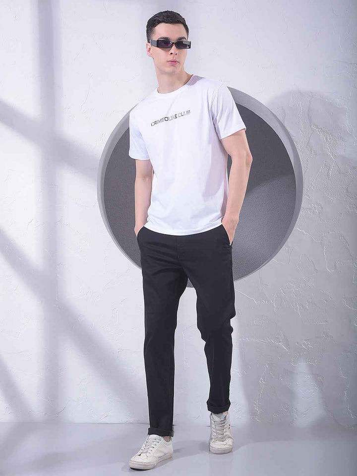 White Typographic Print T-Shirt