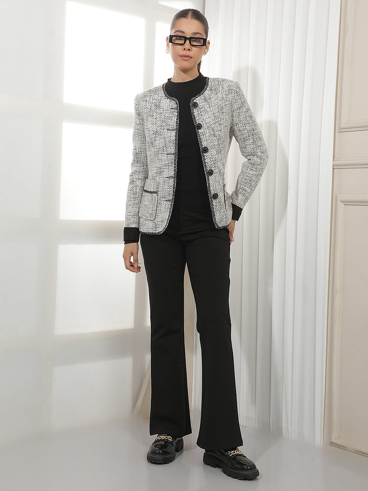 White Crew Neck Coat