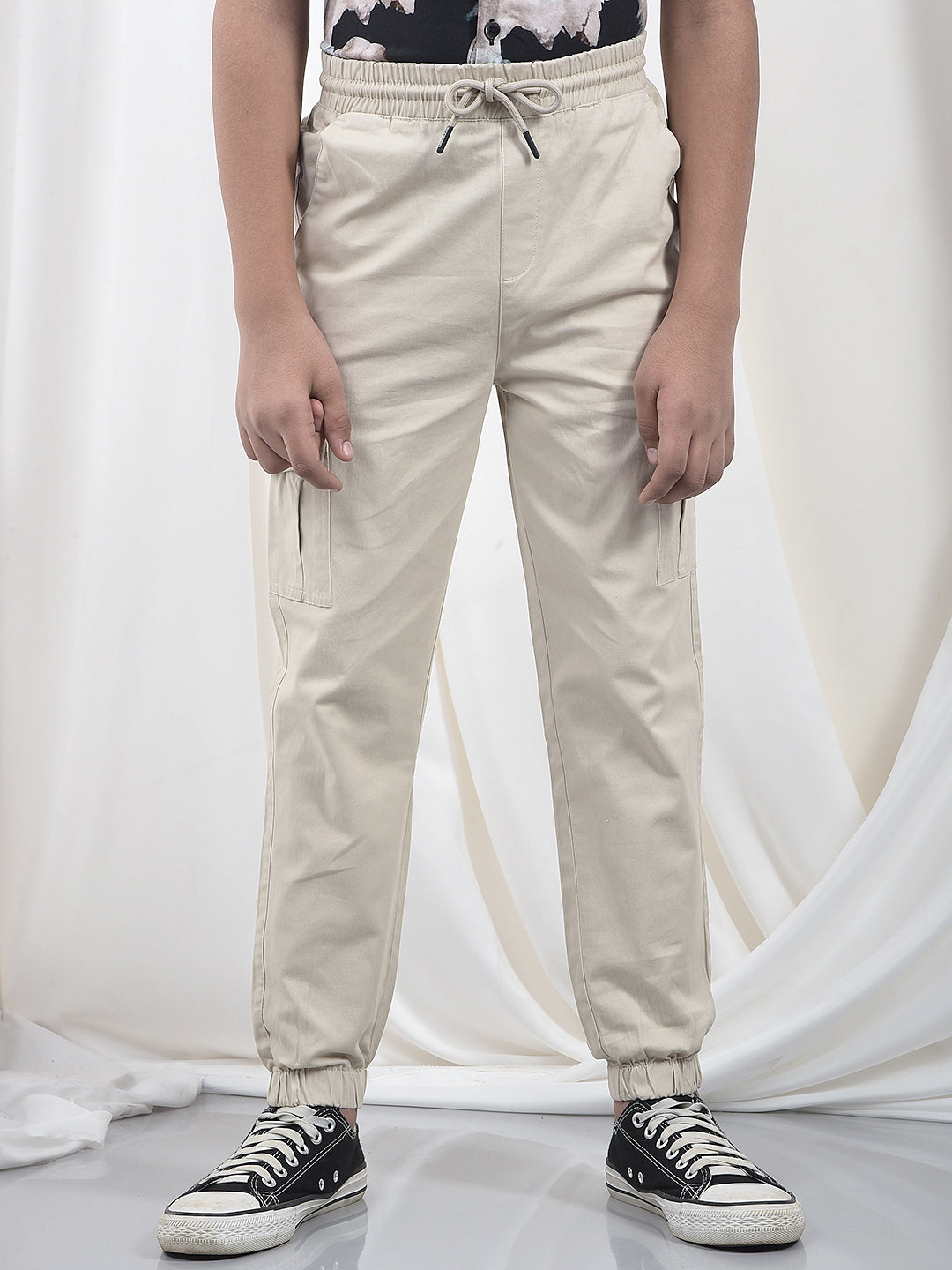 Modern Fit Beige Cargo Joggers
