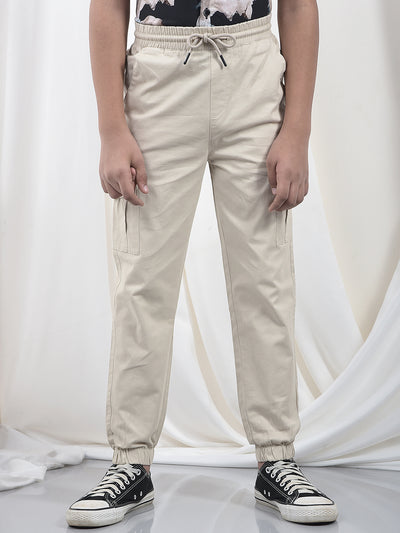 Modern Fit Beige Cargo Joggers