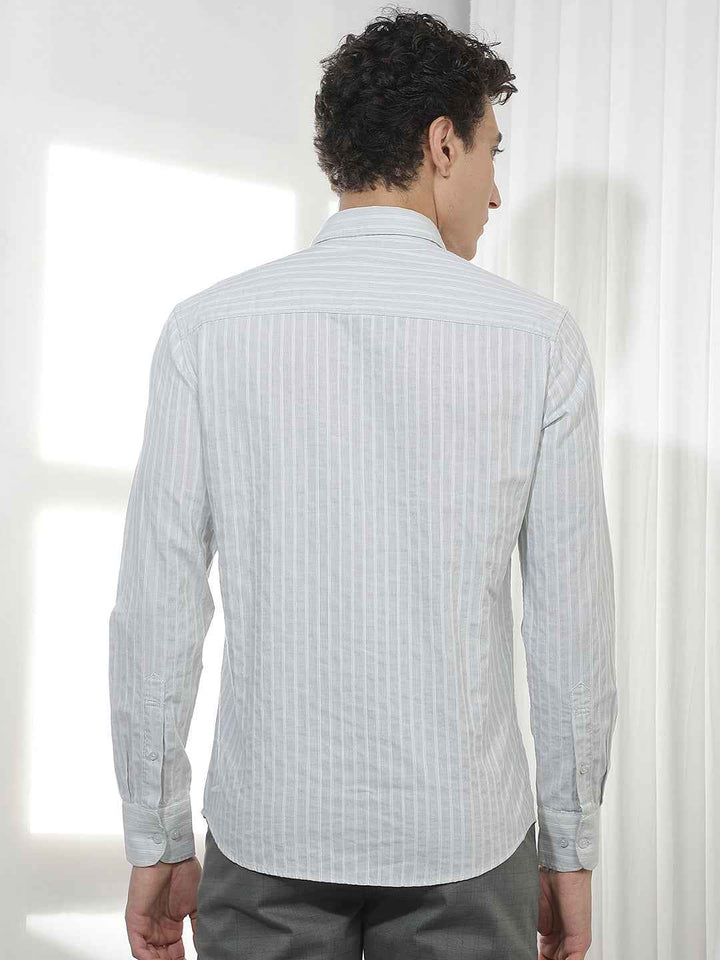 Green Vertical Stripes Shirt