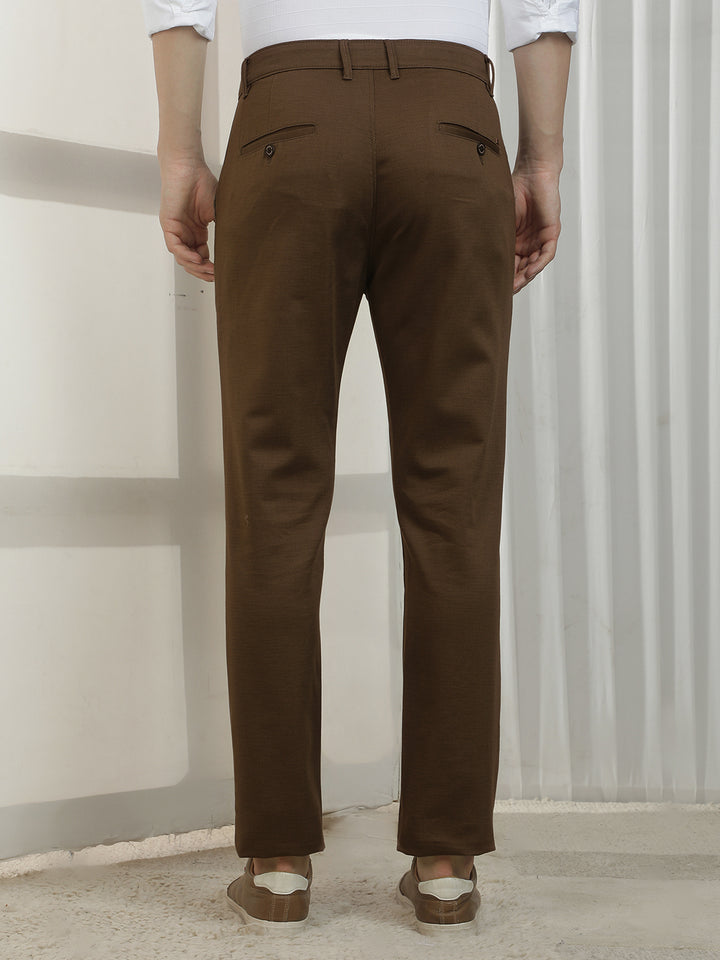 Chic Cocoa Brown Printed Trousers