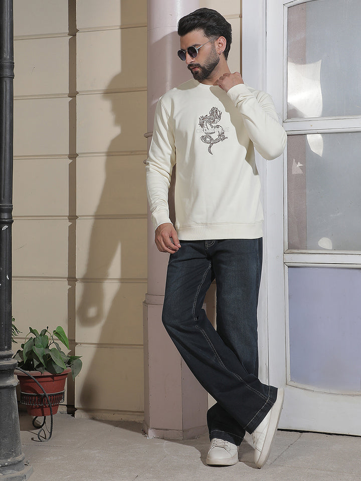Cream Graphic Print Sweatshirt