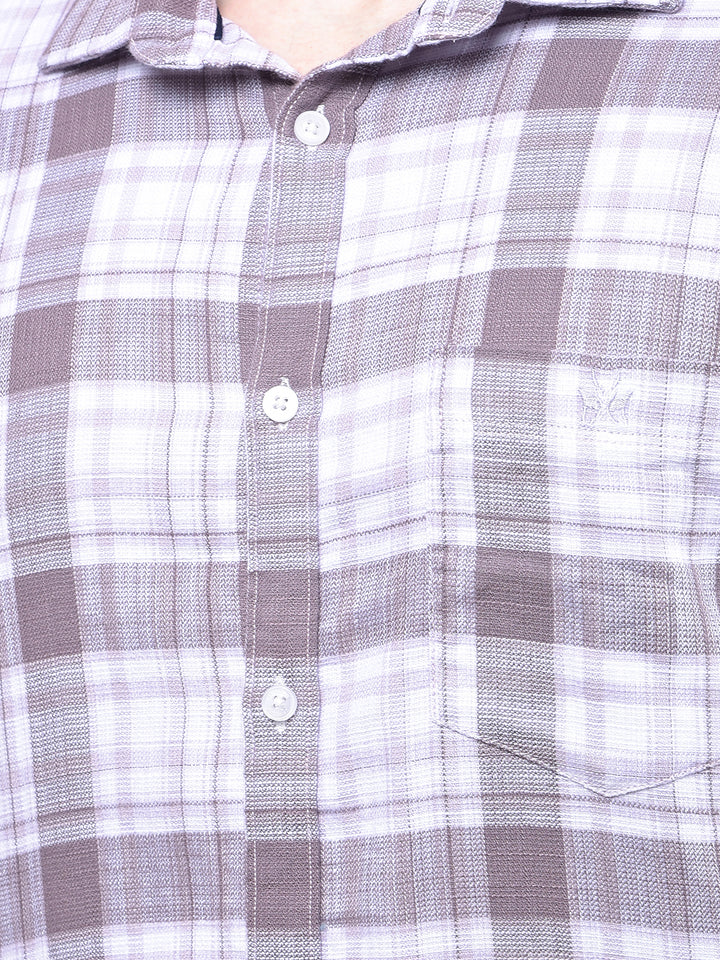 Purple Checked 100% Cotton Shirt