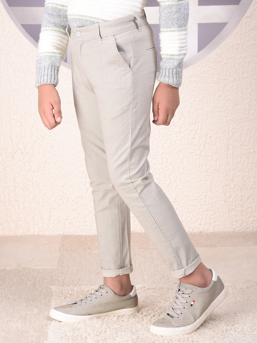 Olive Vertical Stripes Trousers