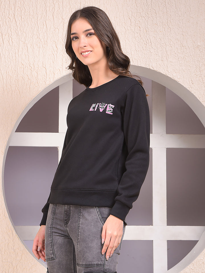 Black Graphic Print Sweatshirt