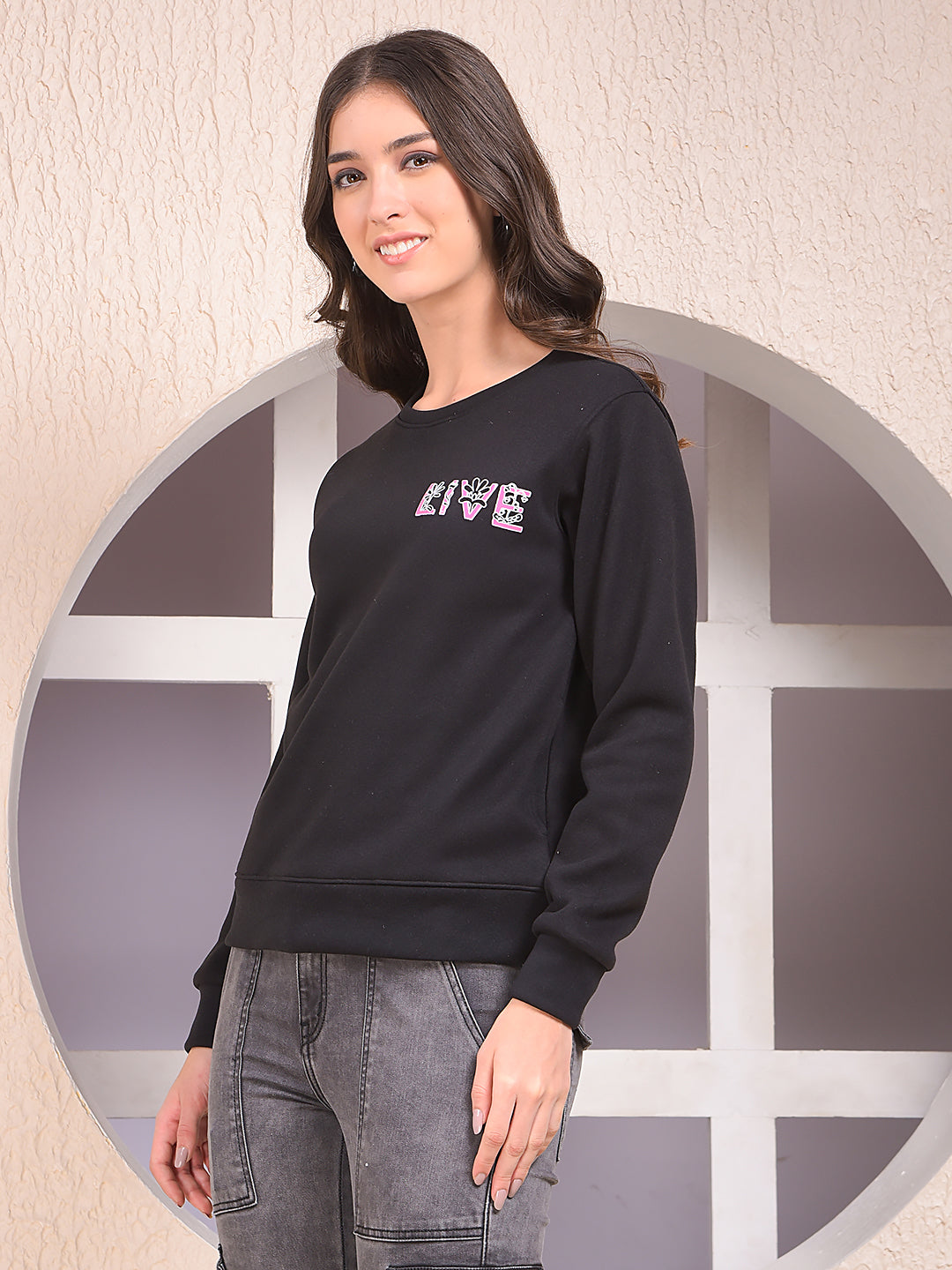 Black Graphic Print Sweatshirt