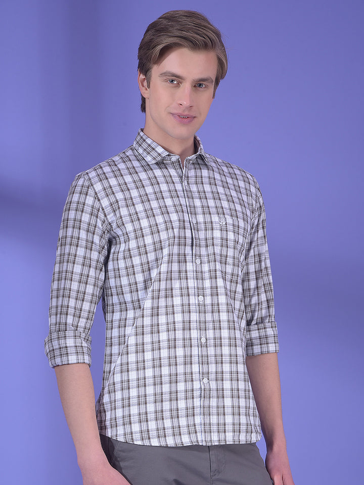 Brown Checked 100% Cotton Shirt