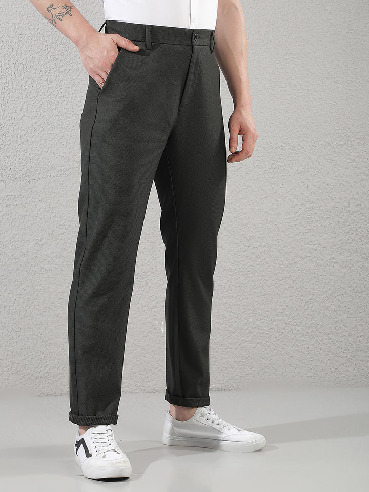 Minimalist Leaf Green Printed Trousers