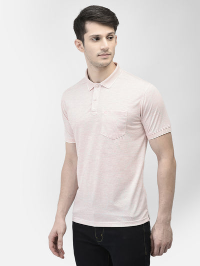Pink Printed Polo Neck T-Shirt