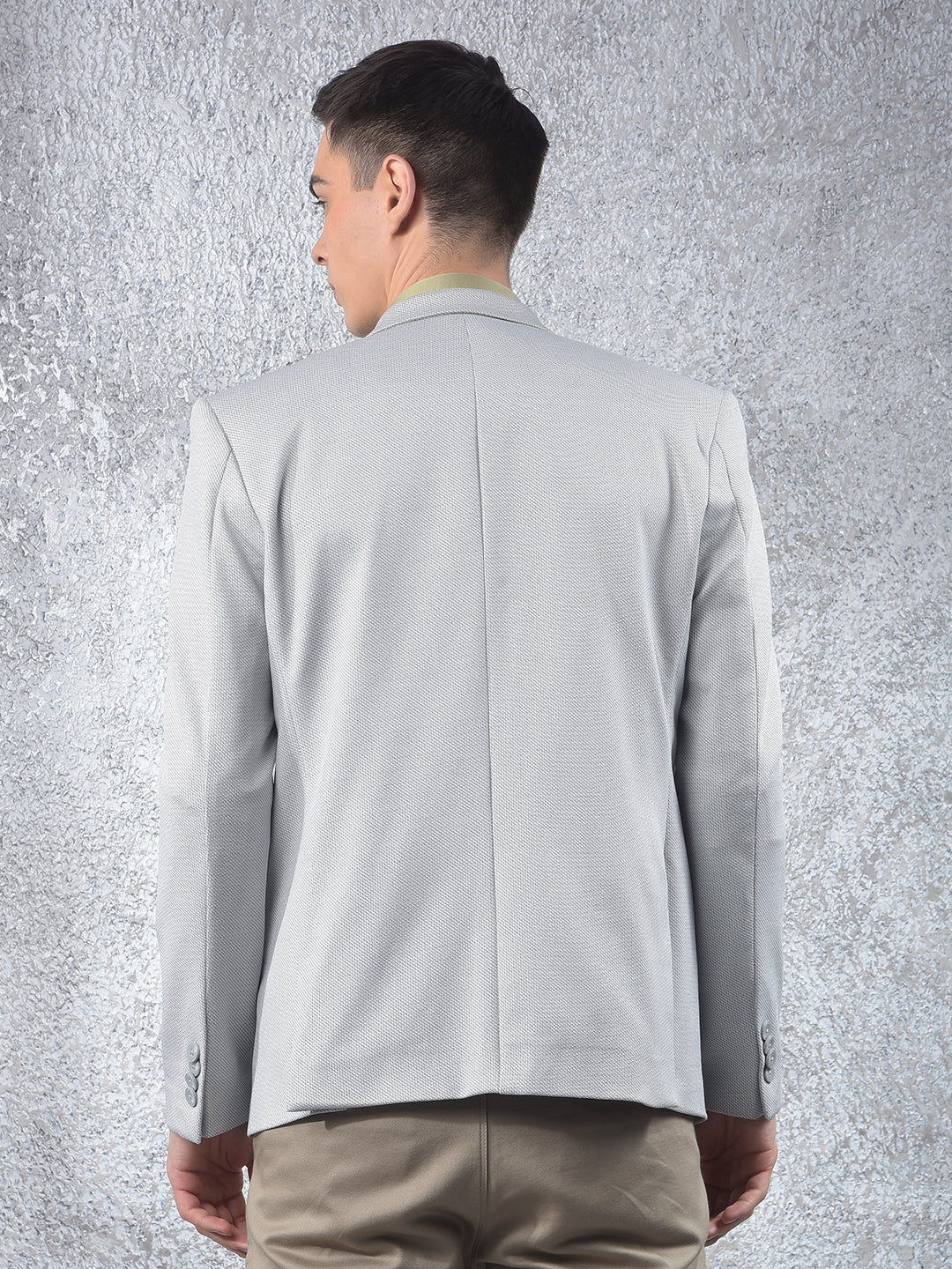 Grey Notched Lapel Single Breasted Blazer