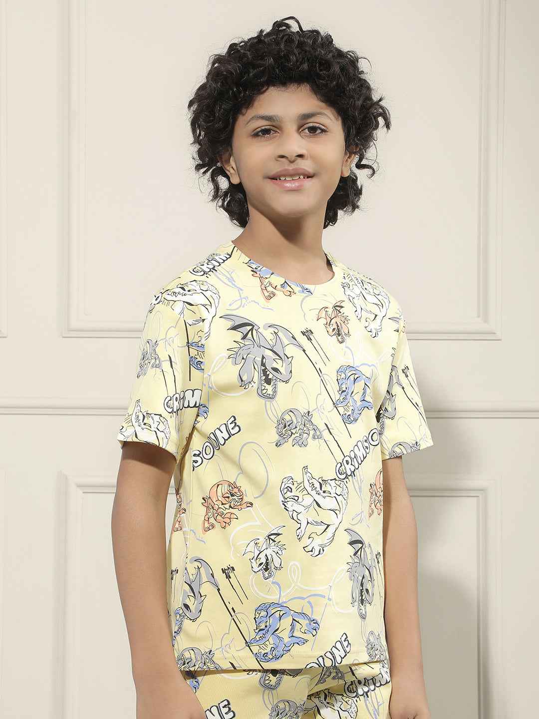Yellow Graphic Print 100% Cotton T-Shirt