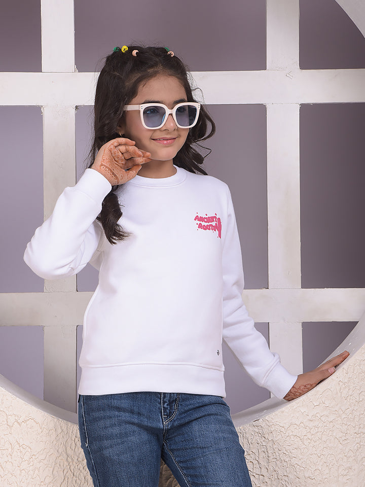 Trendy Everyday White Pullover Sweatshirt