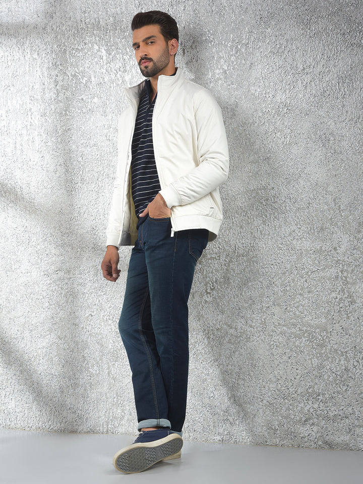 Modern Detailing Cream Puffer Jacket