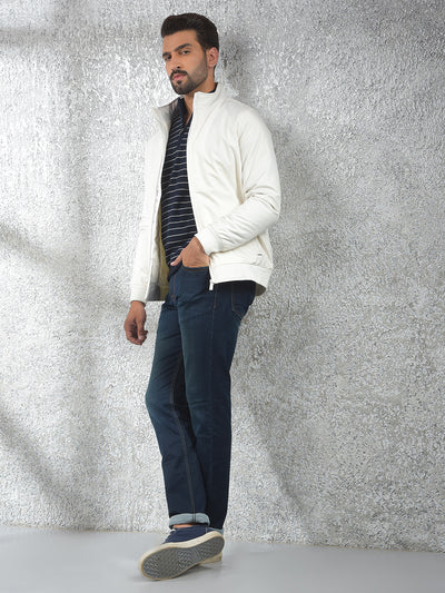 Modern Detailing Cream Puffer Jacket