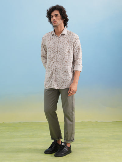 Grey Floral Print Shirt