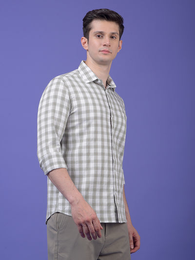 Olive Checked 100% Cotton Shirt