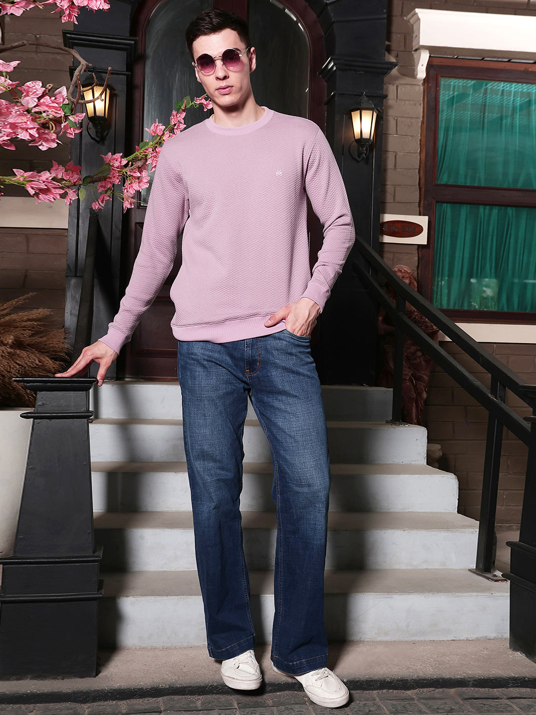Contemporary Amethyst Purple Jacquard Sweatshirt