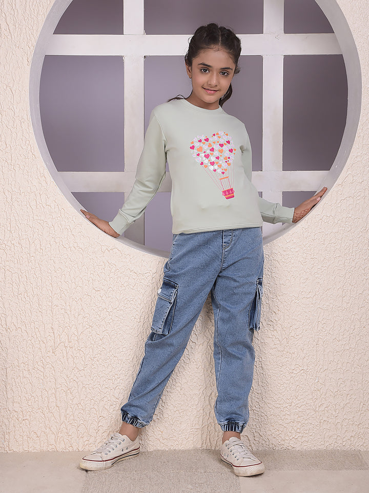 Green Embellished Sweatshirt