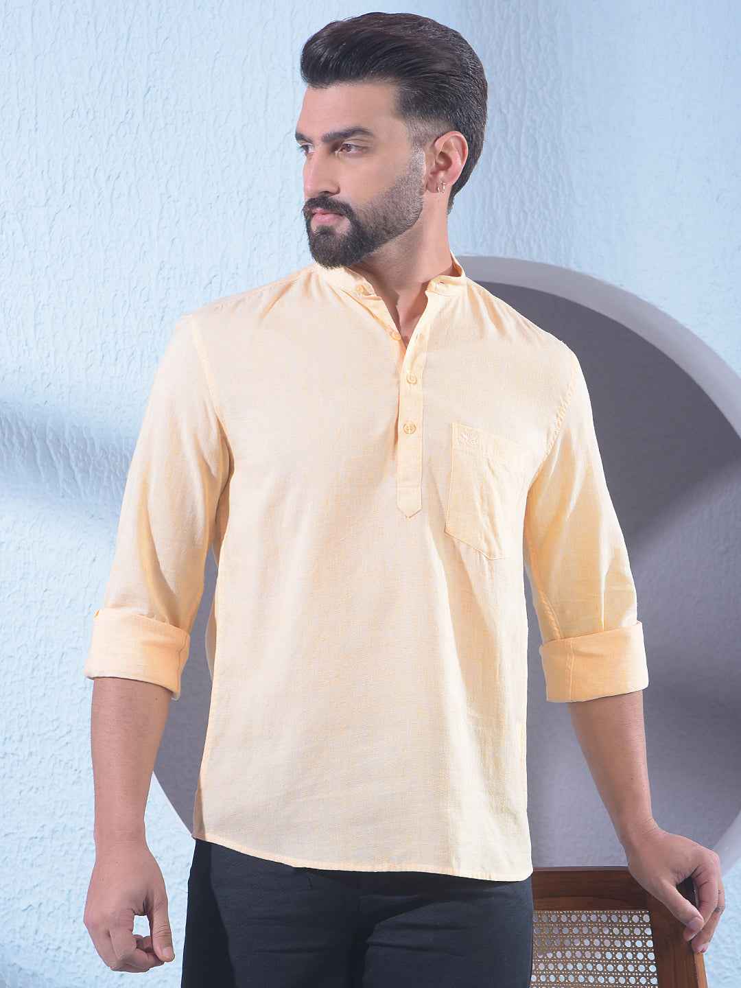 Bright Sunny Yellow Linen Kurta
