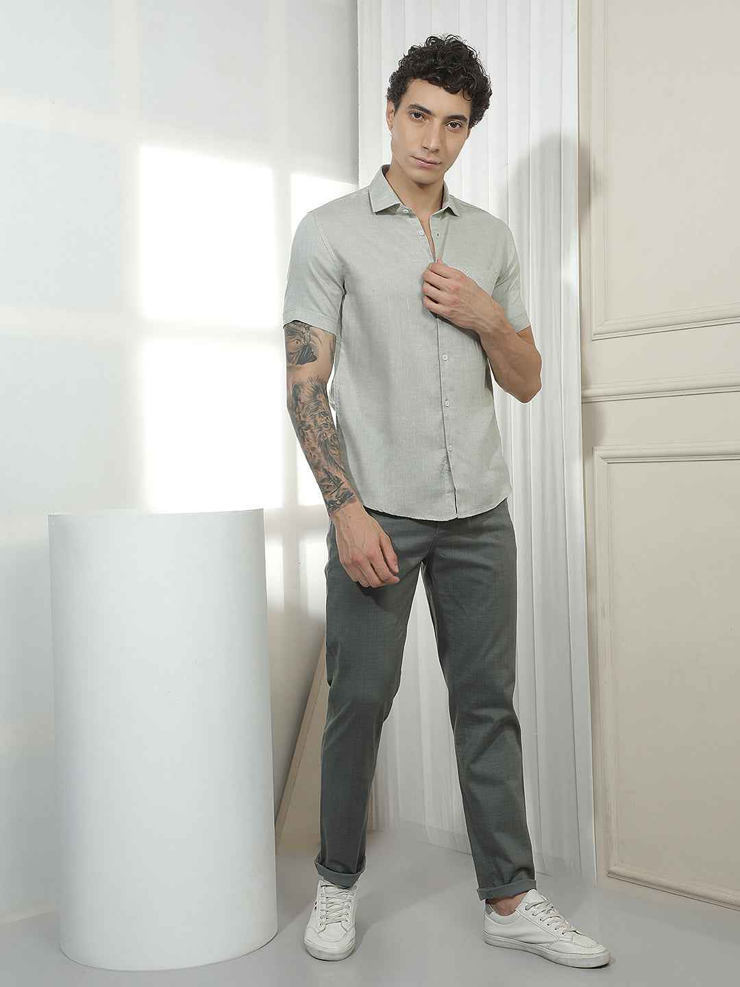Classic Green Casual Linen Shirt
