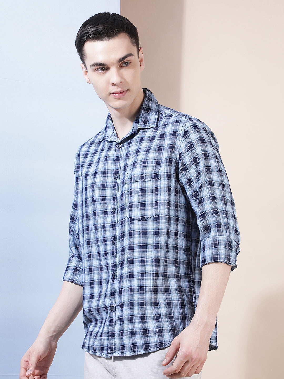 Blue Checked 100% Cotton Shirt