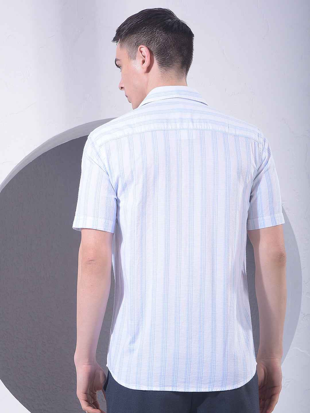 White Vertical Striped 100% Cotton Shirt