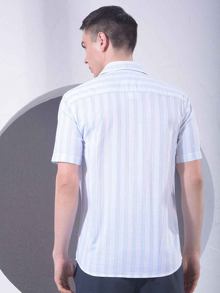 White Vertical Striped 100% Cotton Shirt