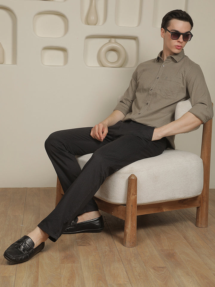 Modern Moss Green Striped Shirt