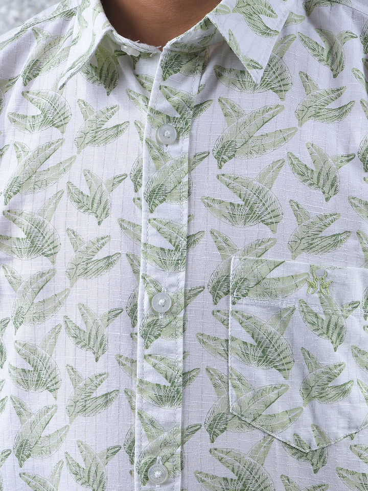 Oversized White Floral Print Shirt