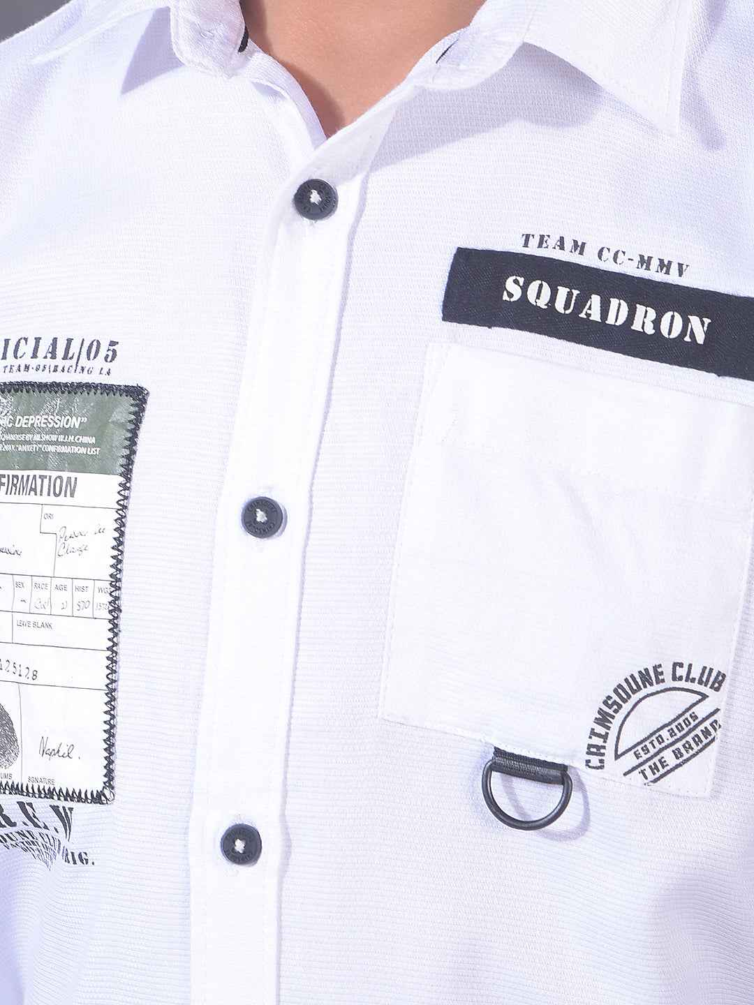 White Typographic Print Shirt