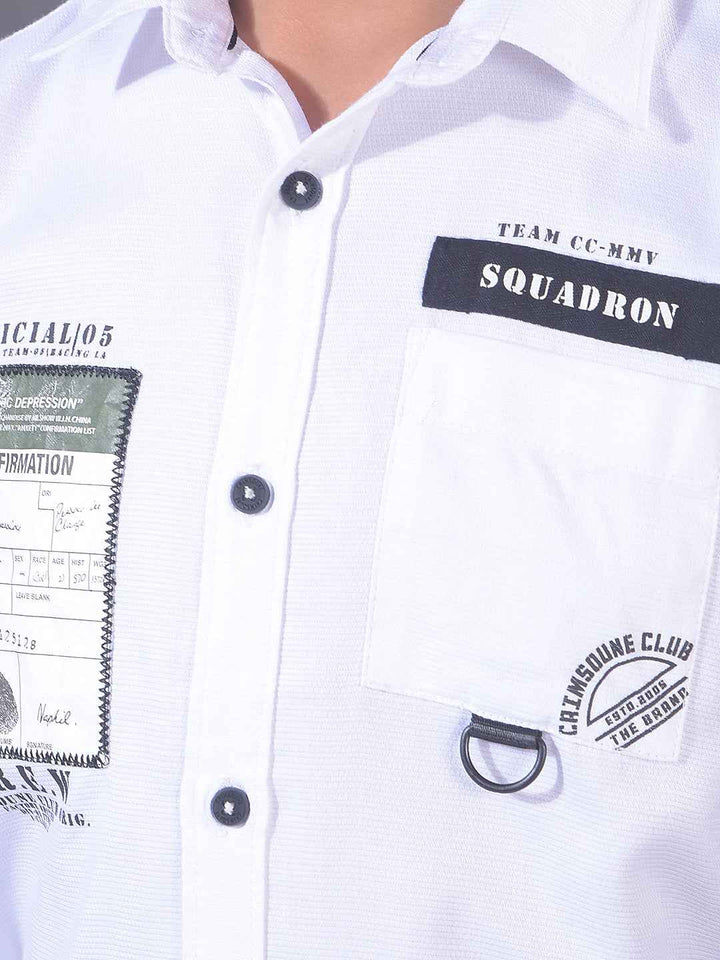 White Typographic Print Shirt