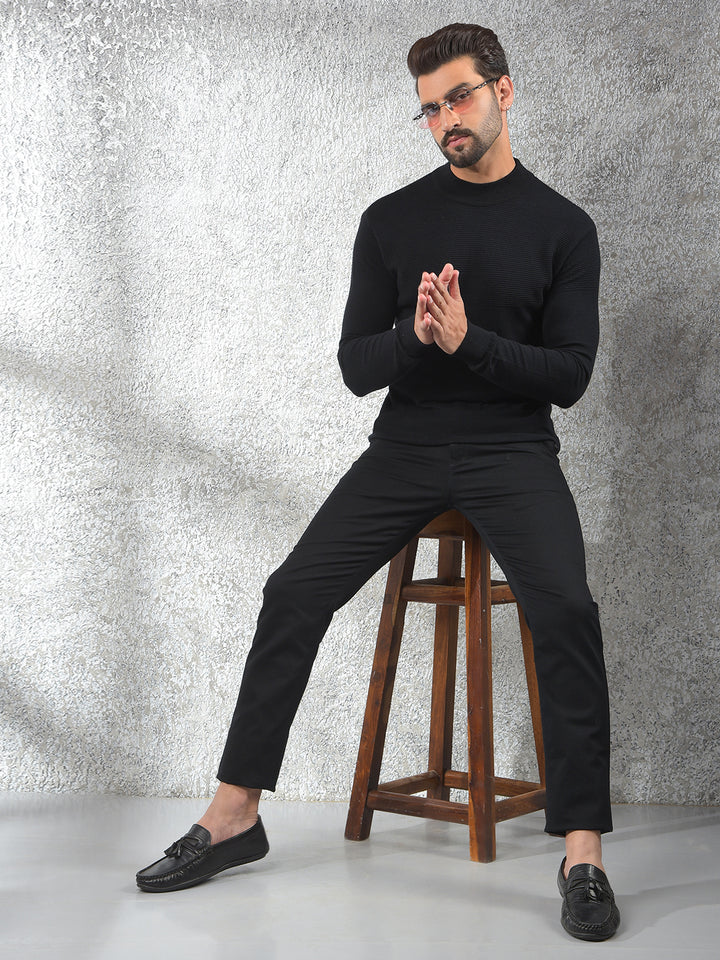Streetwear Black Jacquard Sweater