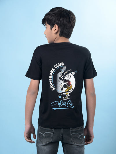 Black Graphic Print 100% Cotton T-Shirt