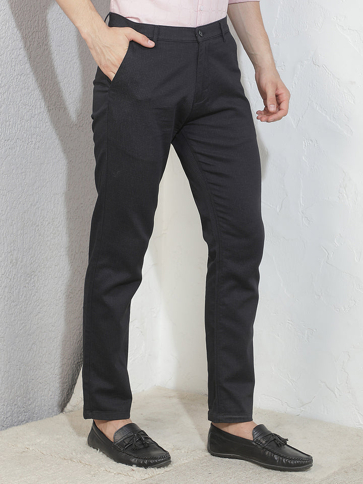 Refined Stealth Black Printed Trousers