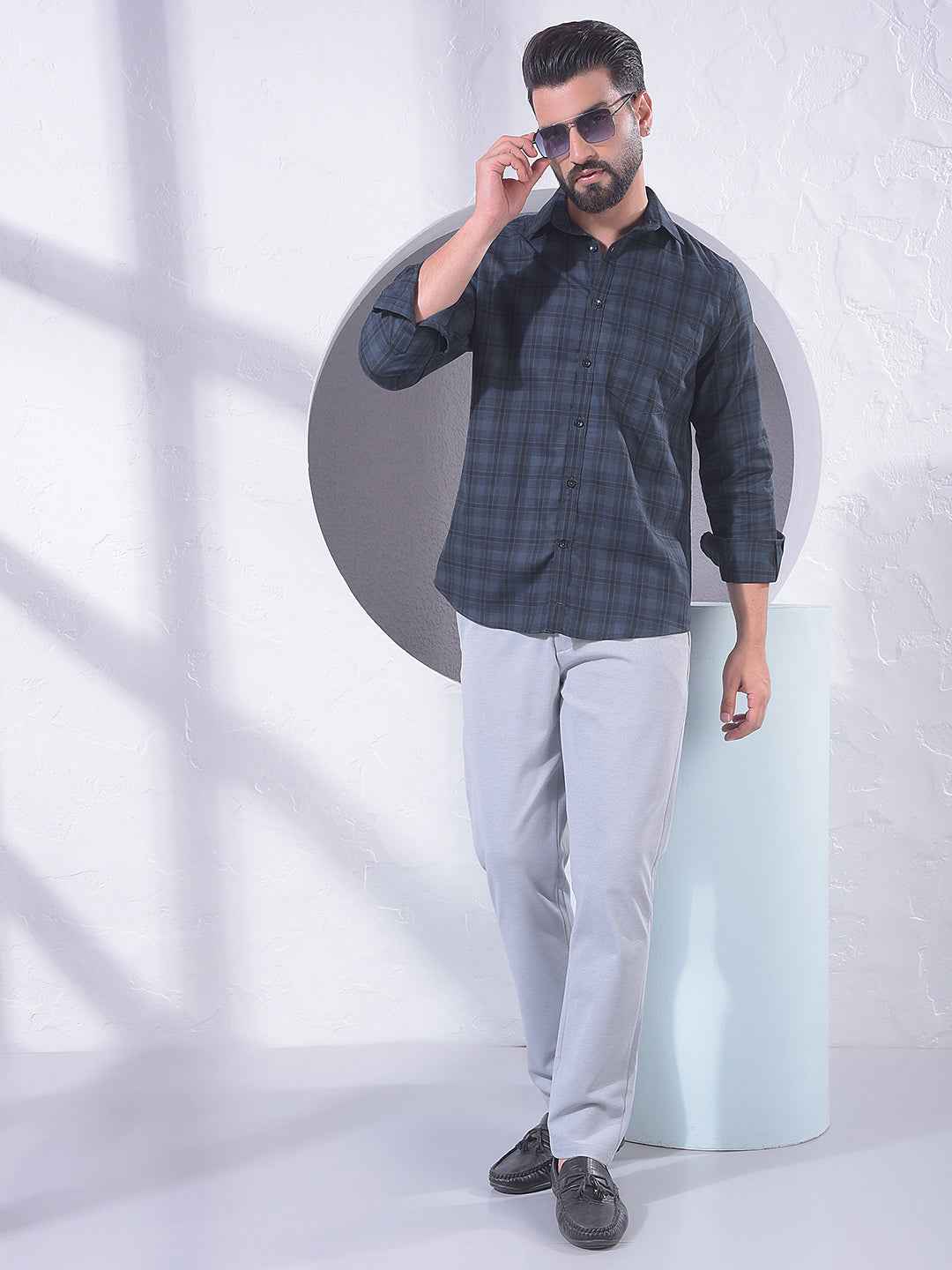 Green Checked 100% Cotton Shirt