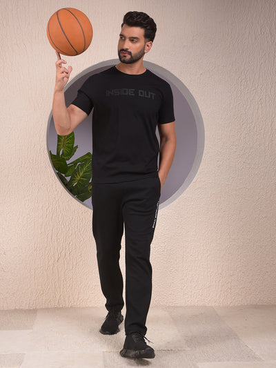 Black Typographic Print T-Shirt