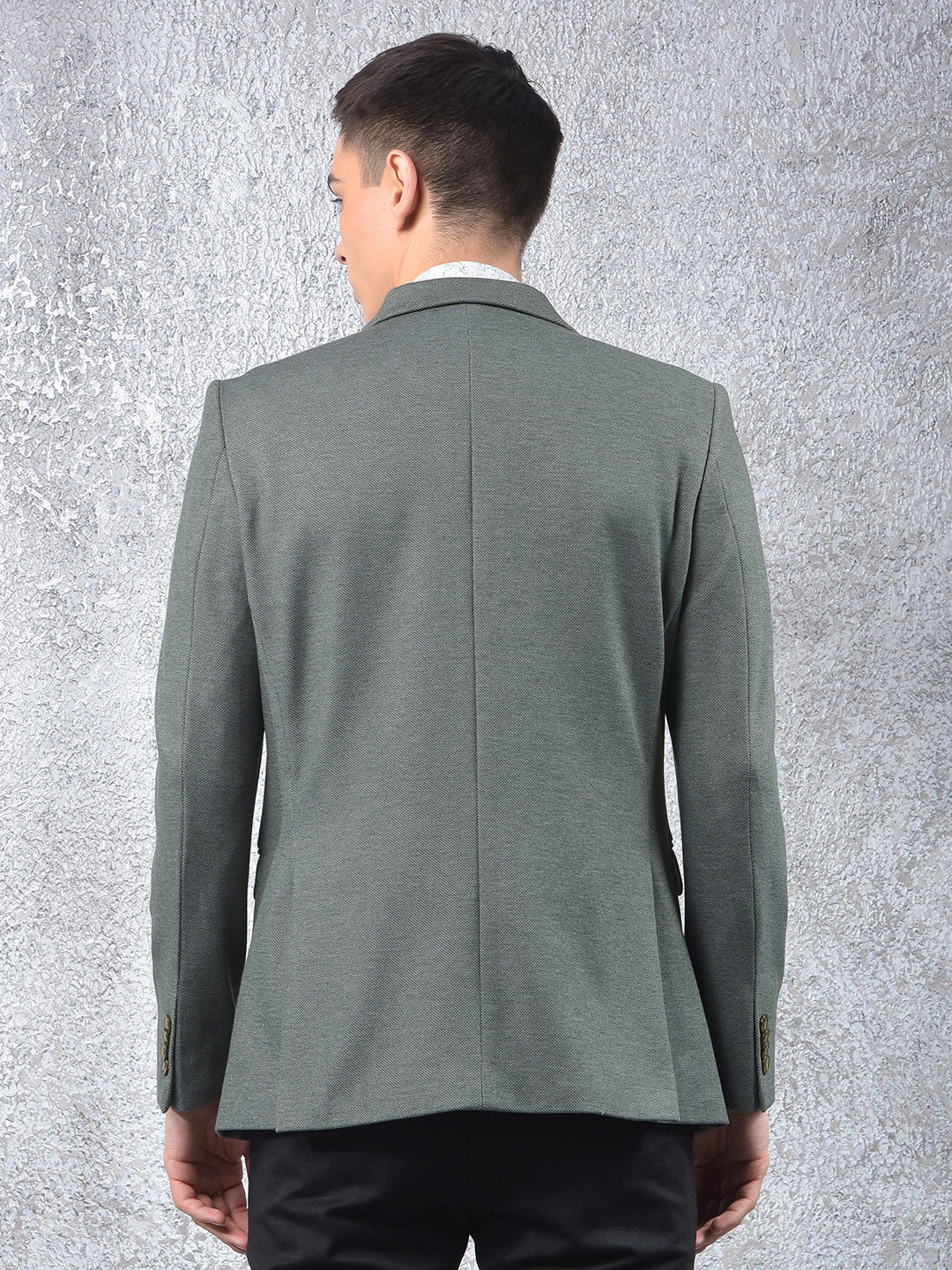 Green Notched Lapel Single Breasted Blazer